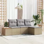Sodo Sofų Rinkinys 4 pcs Bežinė ir &scaron;viesiai pilka Poli ratanas