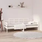 Lova, baltos spalvos, 90x190cm, pu&scaron;ies medienos masyvas