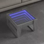 Kavos staliukas su Infinity LED lemputėmis, pilkas, 50x53x30cm