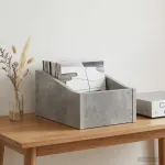 LP įra&scaron;ų dėžutė Betono pilka 23 x 33 x 16 cm Apdirbta mediena