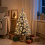 Mini Kalėdų eglutė, apsnigta 90 cm 50 LED &Scaron;ilta balta PVC
