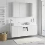 Vonios spintos komplektas 4 pcs Balta Apdirbta mediena