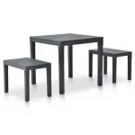 Sodo stalas su 2 suoliukais, antracito spalvos, plastikas