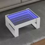 Kavos staliukas su Infinity LED lemputėmis, baltas, 70x53x30cm