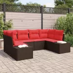 Sodo Sofų Rinkinys su pagalve 6 pcs Ruda poliratanas