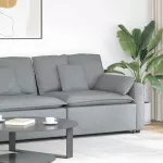 Modulinė sofa su porankiu ir pagalvėlėmis, &scaron;viesiai pilka, 100 cm