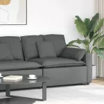 Modulinė sofa su porankiu ir pagalvėlėmis, tamsiai pilka, 100 cm