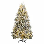 Kalėdų eglutė su &scaron;arnyrinėmis &scaron;akomis/LED/žaisliukais, 240cm