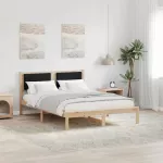 Lovo rėmas su apmu&scaron;tu galvūgaliu Juoda 135 x 190 cm