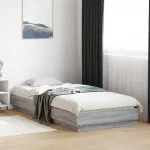 Lovos rėmas su LED Pilka Sonoma 80 x 200 cm Apdirbta mediena