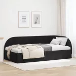 Kampinė lovos konstrukcija Juoda 90 cm x 200 cm Aksomas