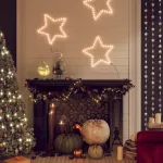 Kalėdinės dekoracijos žvaigždės su 48 LED, 3vnt., &scaron;iltos, 56cm