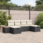 Sodo Sofų Rinkinys 6 pcs Juoda 55 x 62 x 69 cm Poli ratanas