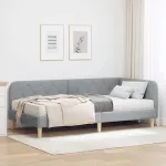 Kampinė lovos konstrukcija &Scaron;viesiai pilka 90 x 200 cm audinys