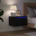 Sieninės naktinės spintelės su LED, 2vnt., juodos