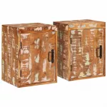 Naktinis staliukas 2 pcs Ruda Perdirbtos medienos masyvas