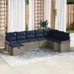 Sodo Sofų Rinkinys su pagalve su saugykla 8 pcs Poli ratanas