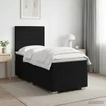 Spyruoklinė lova su čiužiniu Juoda 80 x 200 cm Audinys