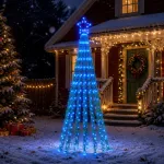 LED Kalėdų medis 180 cm 255 LED Mėlyna Plienas Juoda