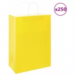 Popieriniai mai&scaron;eliai 250vnt. su rankenomis geltonos 32x17x44cm
