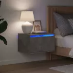 Sieninės naktinės spintelės su LED, 2vnt., betono pilkos