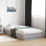 Lovos rėmas su LED Betono pilka 80 x 200 cm Apdirbta mediena