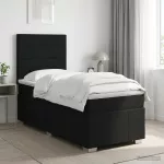 Spyruoklinė lova su čiužiniu Juoda 80 x 200 cm Audinys