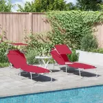 Saulės gultas 2 pcs Raudona 58 x 188 x 77 cm Poliesteris