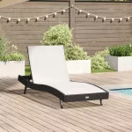 Saulės gultas Juoda ir Balta 197 x 70 x 82 cm poliratanas