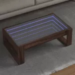 Kavos staliukas su Infinity LED lemputėmis, rudas, 90x53x30cm