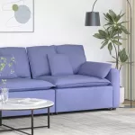 Modulinė sofa su porankiu, džinsinės mėlynos spalvos, 100 cm