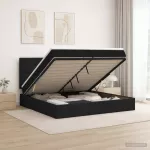 Otmana lova su matracsu ir LED Juoda 200 x 200 cm Audinys