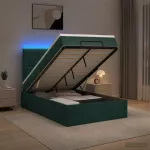 Otmana lova su matracsu ir LED Tamsiai žalia 120 x 200 cm