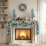 Mini kalėdinių eglučių rinkinys 60 cm PVC Žalia ir balta