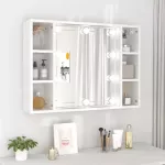 Veidrodinė spintelė su LED ap&scaron;vietimu, balta, 76x15x55cm