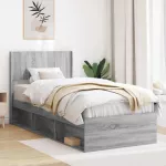 Lovos rėmas su saugojimu ir nugara Pilka Sonoma 100 x 200 cm