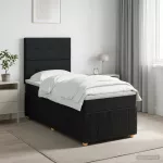 Spyruoklinė lova su čiužiniu Juoda 90 x 200 cm Audinys