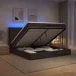 Otmana lova su matracsu ir LED Tamsiai rudas 200 x 200 cm