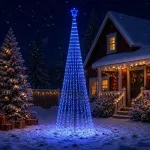 LED Kalėdų medis 400 cm 1028 LED Mėlyna Plienas Juoda