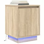naktinė spintelė su LED lemputėmis Sonoma ąžuolas 38x34x50 cm
