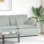 Modulinė sofa su porankiu ir pagalvėlėmis, &scaron;viesiai pilka, 100 cm