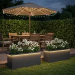 Sodo vazonas su LED 2 vnt. Antracitas 30 x 80 x 30 cm Plienas