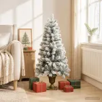 Mini apsnigta Kalėdų eglutė 120 cm PVC Žalia ir balta