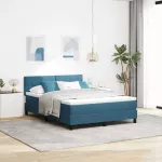LED Čiužinio Lova su LED Tamsiai mėlyna 140 x 190 cm Aksomas