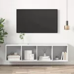 Prie sienos montuojama TV spintelė, balta, 37x37x142,5cm, MDP