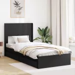 Lovos rėmas su saugojimu ir nugara Juoda 75 x 190 cm