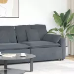 Modulinė sofa su porankiu ir pagalvėlėmis, tamsiai pilka, 100 cm