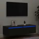 Televizoriaus spintelė su LED ap&scaron;vietimu, juoda, 100X35,5x25 cm