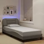 Lovos rėmas su LED be čiužinio, Hvar, taupe, 90x200 cm, audinys