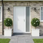 Sodo vazonas su LED 2 vnt. Balta 50 x 60 x 48 cm Plienas